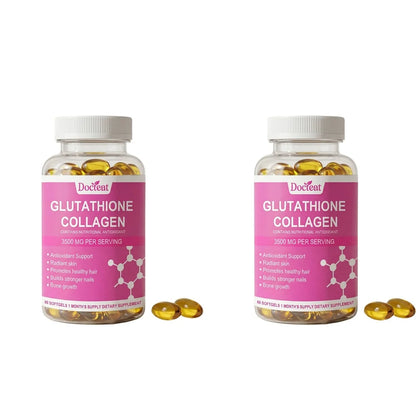 Docteat Glutathione Collagen Softgels with Hydrolyzed Collagen Vitamin C Antioxidant Support Skin Hydration 60 Softgels